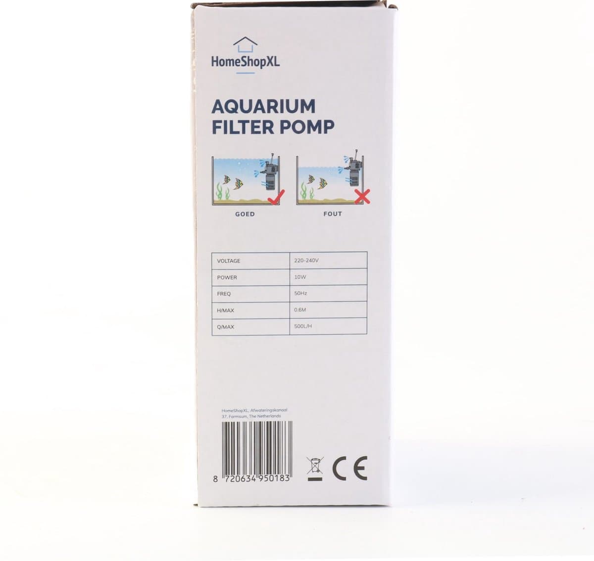 Aquarium Filter Pomp - Wasbaar Filter - 230V - 500L/h - Aquariumfilter voor Zuurstof en Filtratie thumbnail 3