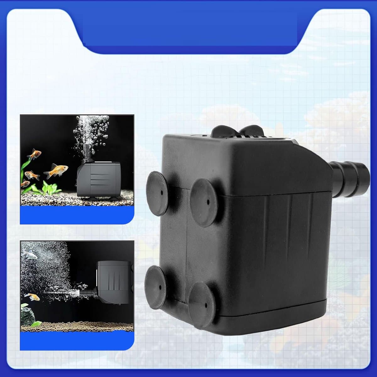 Ultrastille Dompelpomp 840 L/U - 10W Regelbare Doorstroming 2 Sproeikoppen Gereedschaploze Reiniging - Ideaal Voor Hydrocultuur Watervallen En Aquariums thumbnail 5