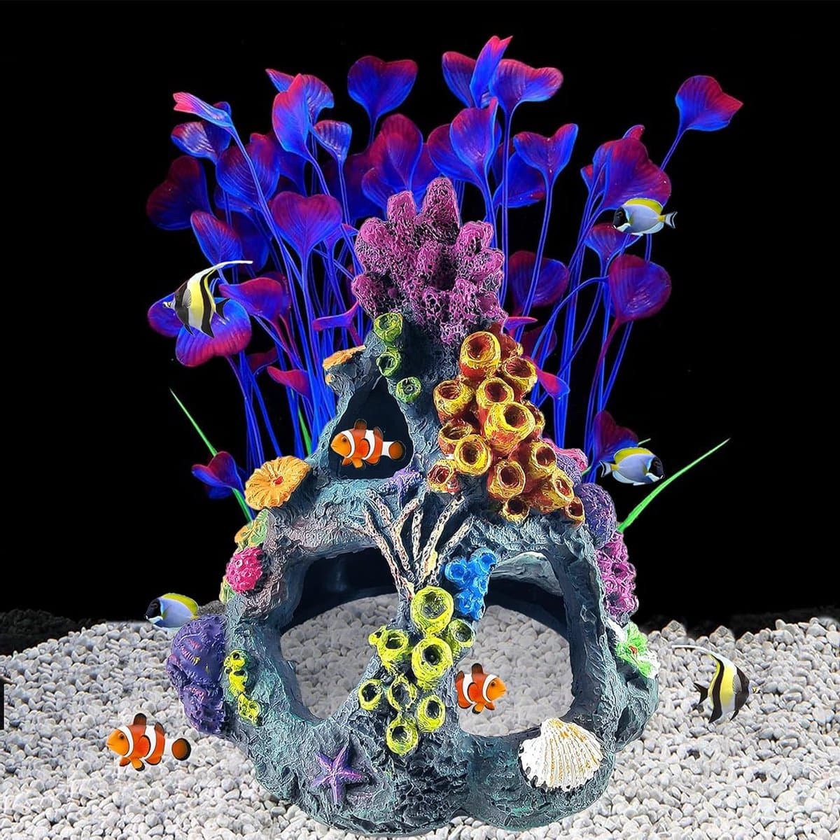 Aquarium Koraal Decoratie - Vis Huisje - Vissen Verrijking - Natuurlijke Hars - 16 x 12 x 12 cm - Kleurrijk thumbnail 9