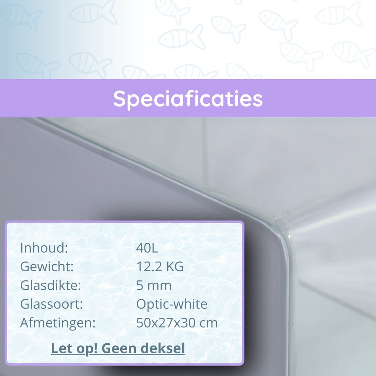 AquaKonings – Aquarium – Aquarium met afgeronde hoeken - Aquariumkit 50x27x30 40L thumbnail 4