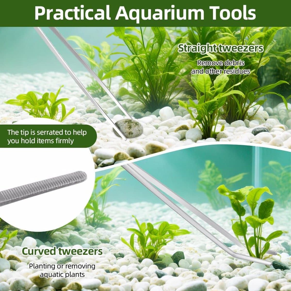 Allecto - Aquarium Aquascaping Tools Set - RVS Schoonmaakset - Voor waterplanten - Set van 4 - Onderhoud aquarium - Ideaal voor aquascaping - Gesch.. thumbnail 13