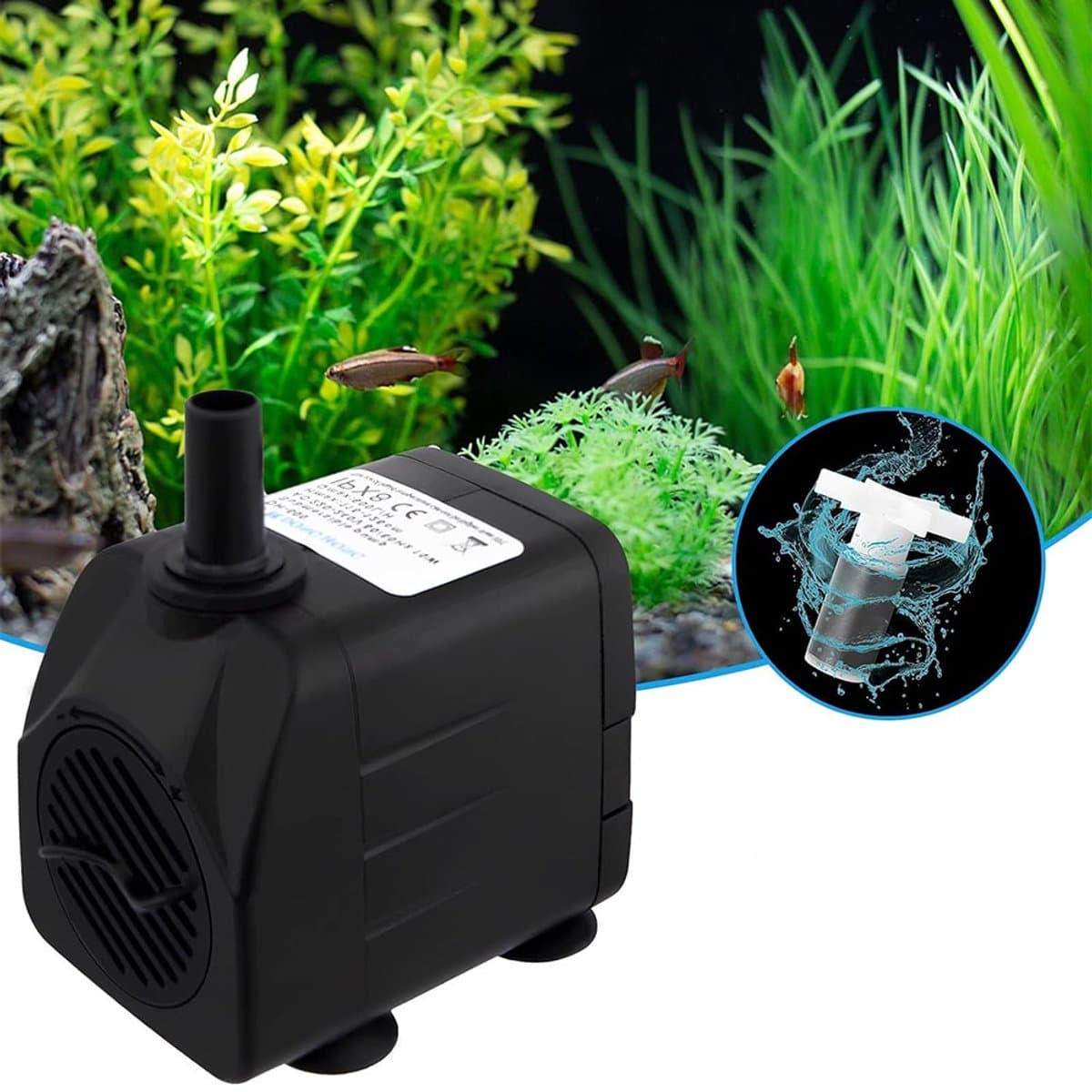 Stille 10 W Mini-Waterpomp 600 L/U - met 1,4 M Snoer en 2 Sproeiers - voor Aquaria, Vijvers en Fonteinen thumbnail 6