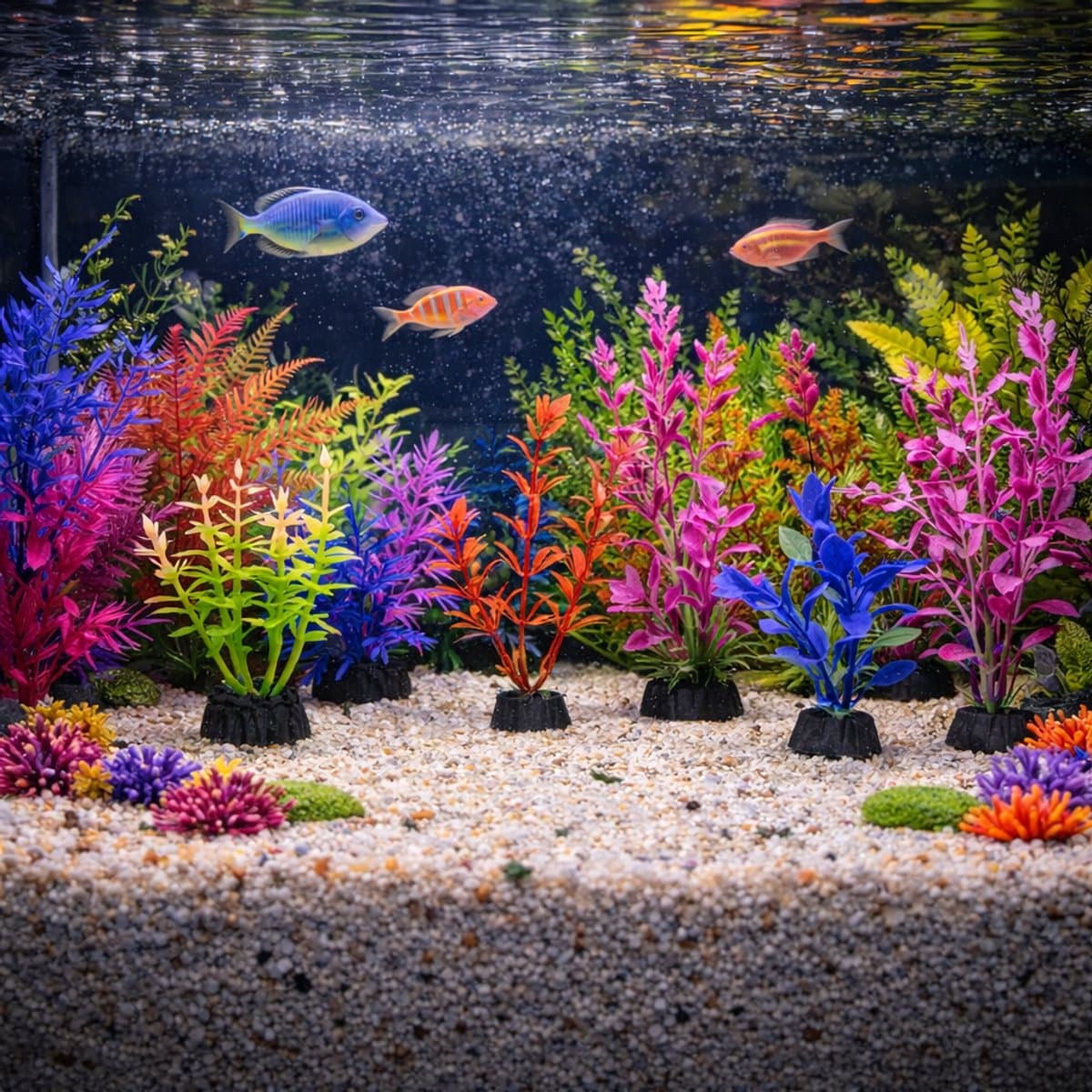 Solud® Aquarium decoratie set paars - Aquarium planten - Aquarium plantjes - Aquarium kunstplanten 10 stuks - 5-12 CM thumbnail 5