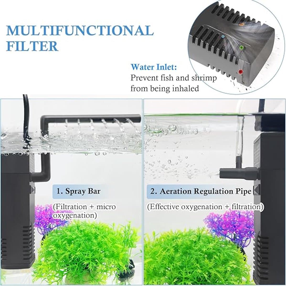 Aquariumfilter - Filterpomp - 300 L/H - Dompelbaar - Filter - Intern Aquariumfilter - Filter Met Pomp - 13.4 X 3.8 X 2.8cm - Aquarium Filter Pomp - Zuurstofpomp Aquarium - Aquarium Pomp Met Filter - Geschikt Voor Aquariums Van 10 Tot 75 Liter - Zwart thumbnail 5
