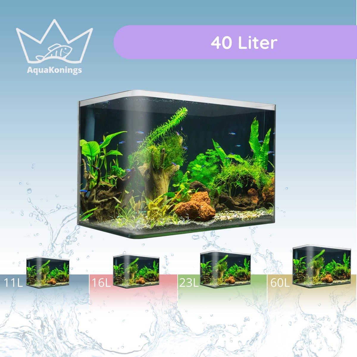 AquaKonings – Aquarium – Aquarium met afgeronde hoeken - Aquariumkit 50x27x30 40L thumbnail 7