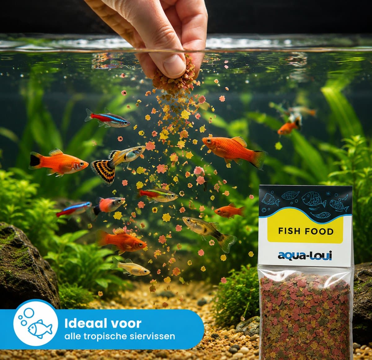 Aqua-Loui® - Tropisch Visvoer - Aquarium Vlokken - Vlokkenvoer (Flakes) - Siervissen - Compleet Hoofdvoer - Geschikt voor Alle Tropische Aquariumvissen - 500 ml thumbnail 6