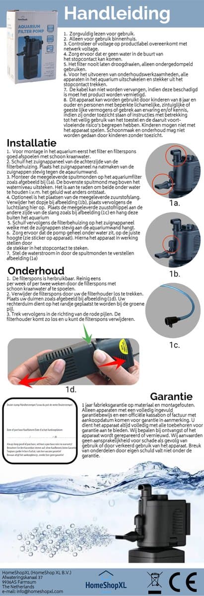 Aquarium Filter Pomp - Wasbaar Filter - 230V - 500L/h - Aquariumfilter voor Zuurstof en Filtratie thumbnail 8