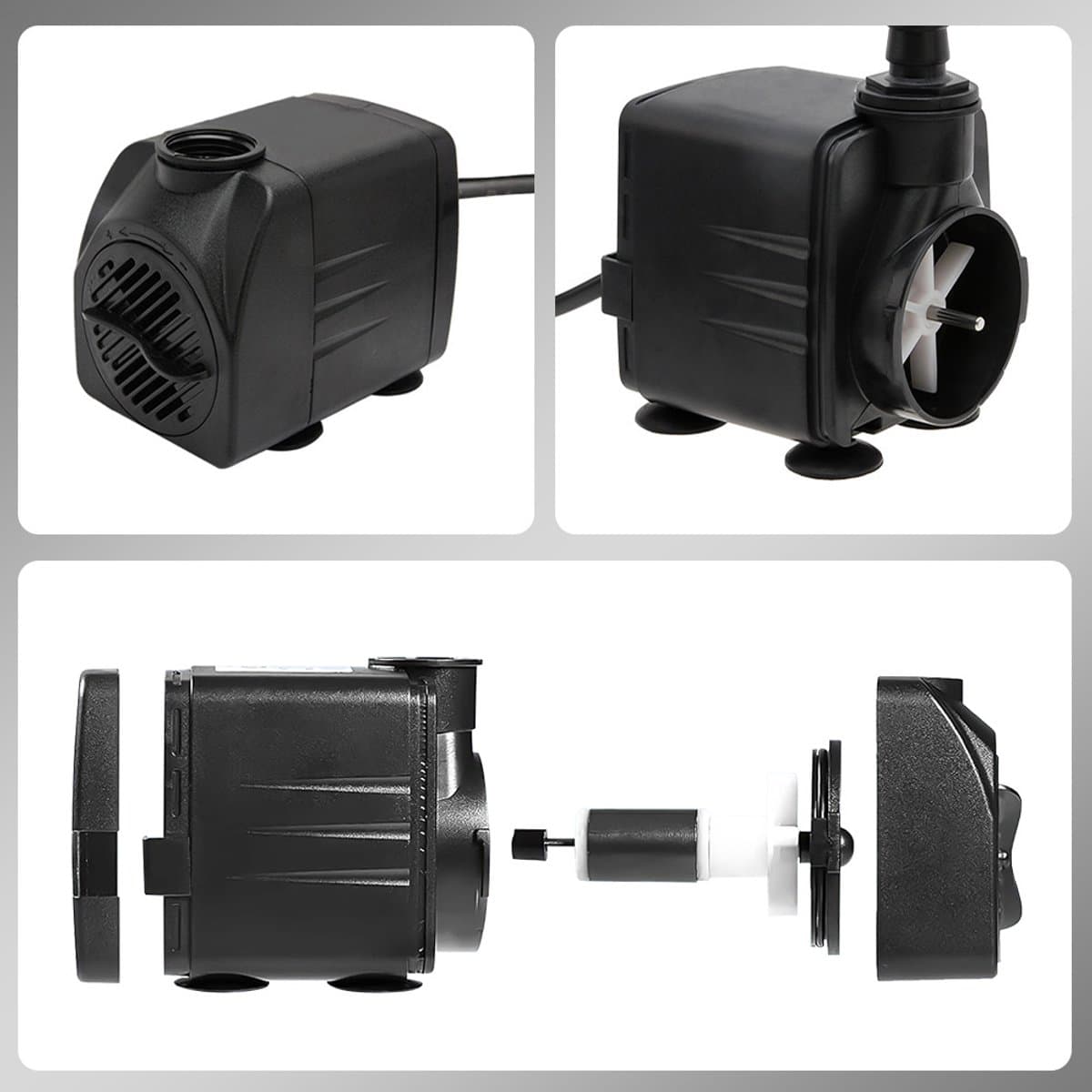 Stille 10 W Mini-Waterpomp 600 L/U - met 1,4 M Snoer en 2 Sproeiers - voor Aquaria, Vijvers en Fonteinen thumbnail 10