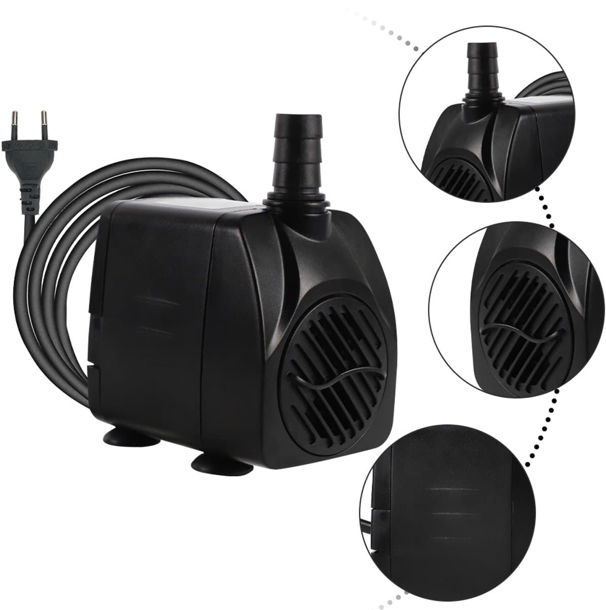 Ultrastille Dompelpomp 840 L/U - 10W Regelbare Doorstroming 2 Sproeikoppen Gereedschaploze Reiniging - Ideaal Voor Hydrocultuur Watervallen En Aquariums thumbnail 4