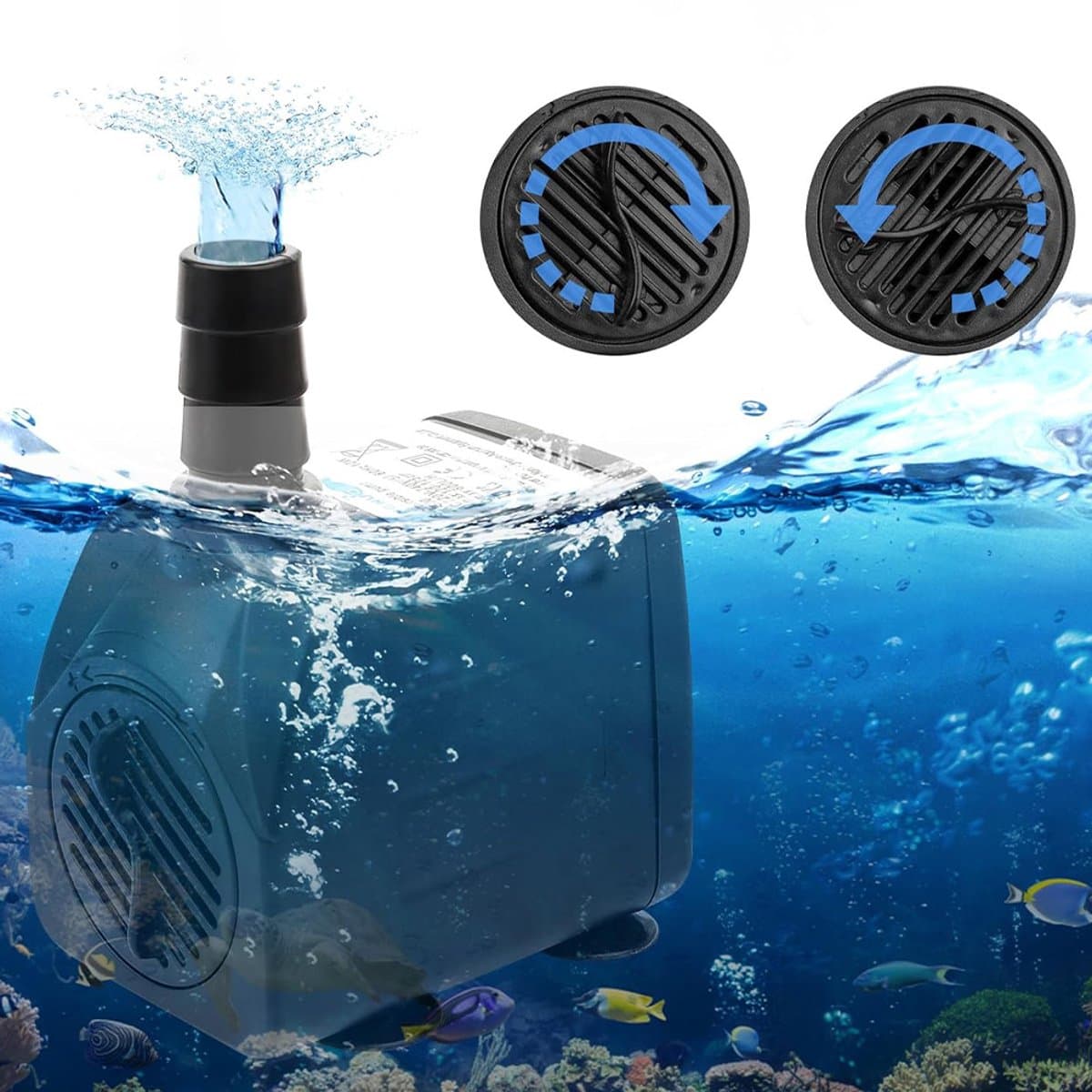 Stille 10 W Mini-Waterpomp 600 L/U - met 1,4 M Snoer en 2 Sproeiers - voor Aquaria, Vijvers en Fonteinen thumbnail 8