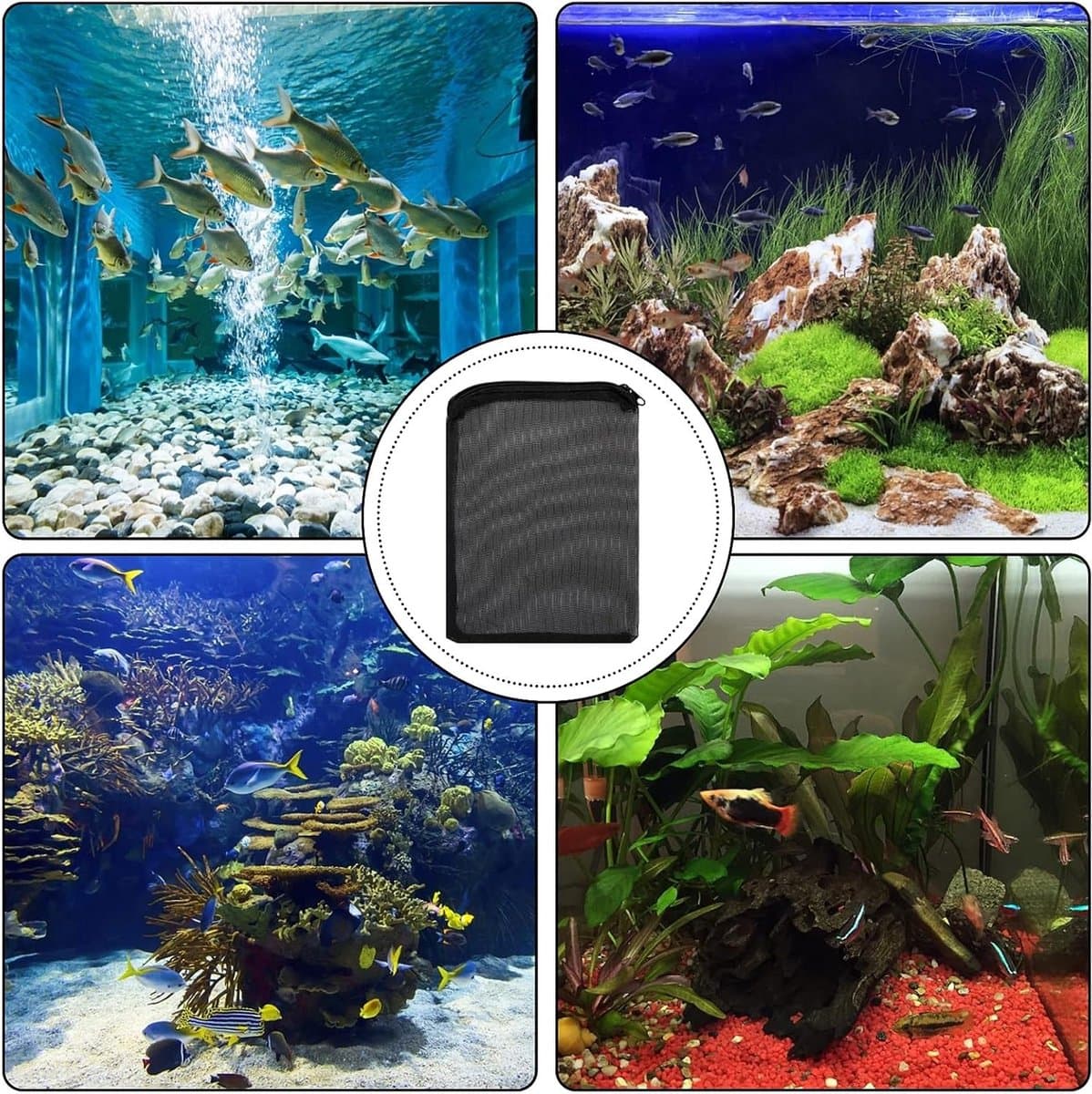 10 Stuks Herbruikbare Aquarium Filterzakken met Rits - Fijn Gaas voor Actieve Kool en Biofilters, Ideaal voor Aquaria en Waterbehandeling thumbnail 6