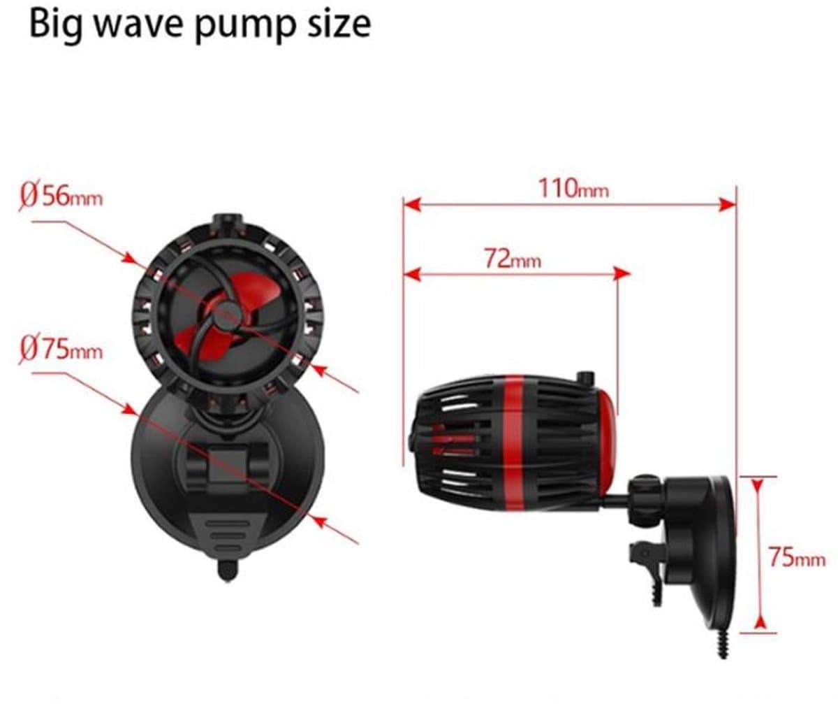 KZQ Aquariumgolfpomp - Golfmaker met turbine-stijl - Aquariumcirculatiepomp - Adapter inbegrepen - vereist 12V/2A-adapter voor werking - In 4 standen instelbare stroming - Geschikt voor visbakken en aquaria thumbnail 7