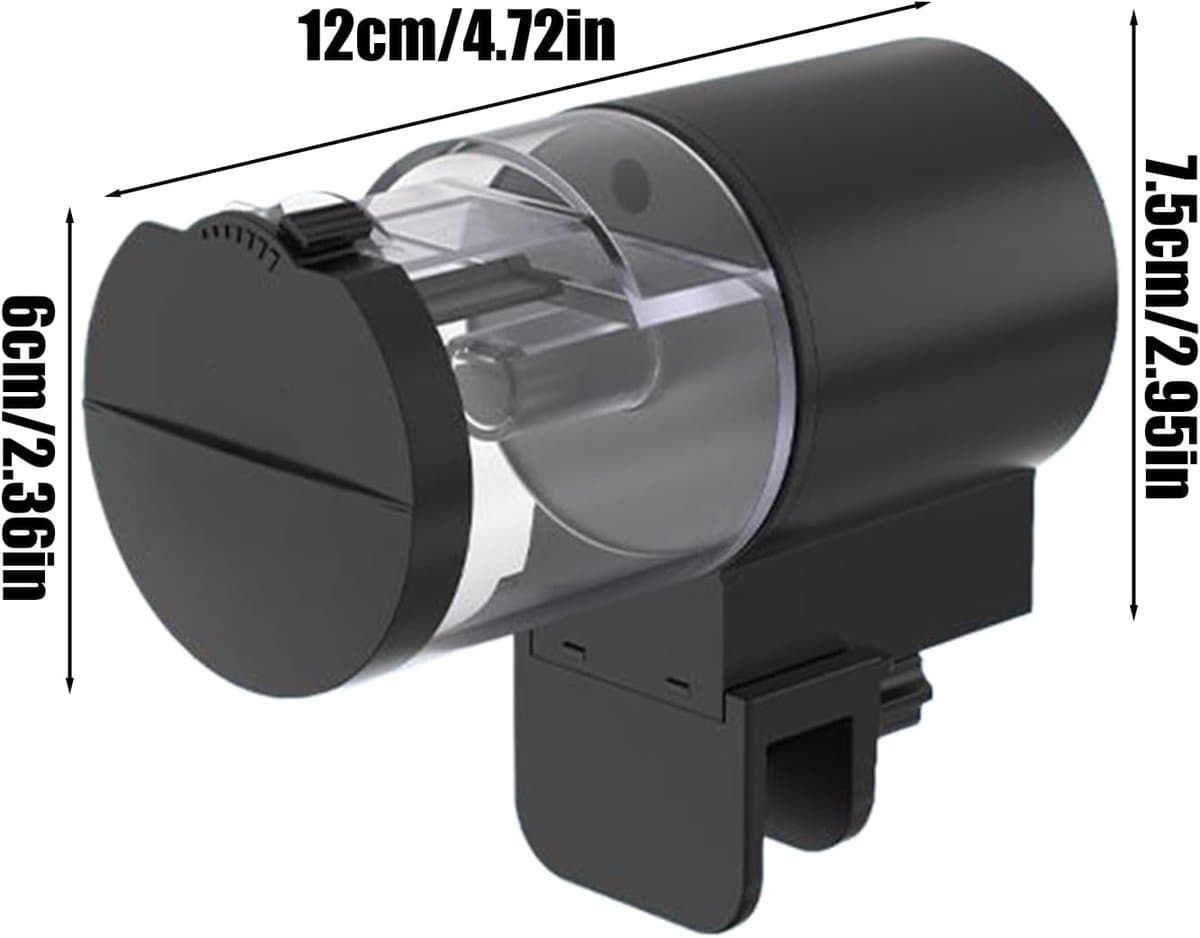 Automatische Voederautomaat Aquarium - Automatische Voederautomaat - Digitale Visvoer Dispenser - met Timer & 360° Rotatie - Vochtbestendige Visvoerautomaat - voor Vakantie - Voor Vlokken, Korrels & Pellets - Klem & Plak Bevestiging - Zwart thumbnail 8
