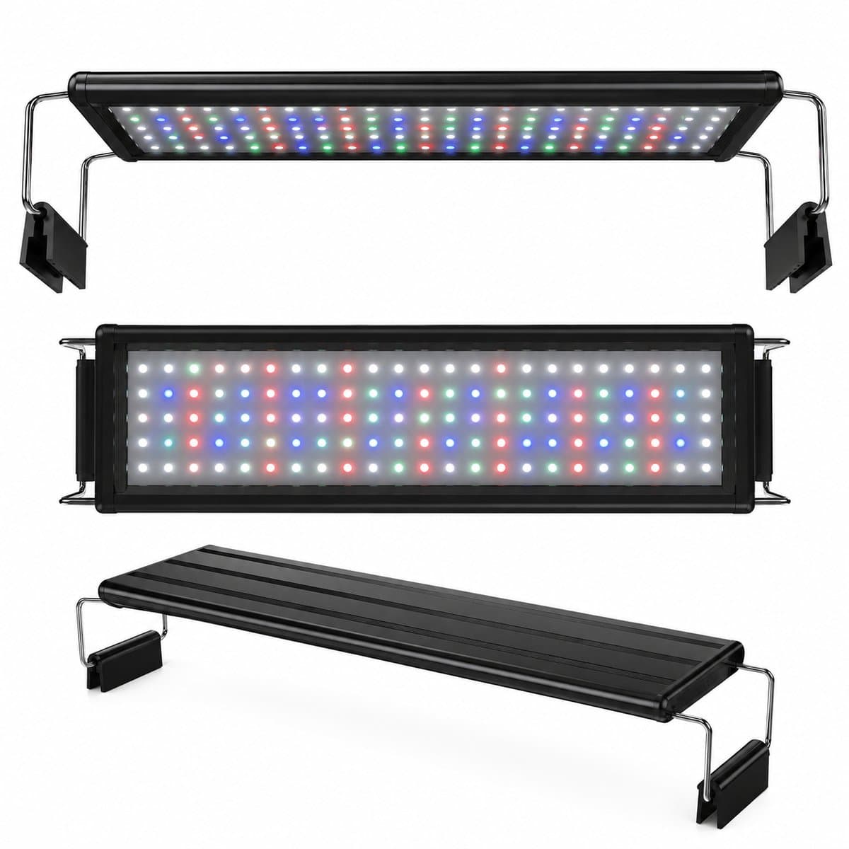 LED Aquariumverlichting 58 cm - Aquariumlamp Volledig Spectrum - Meerdere Kleurmodi - Dubbele Beugel - Zwarte Matte Afwerking - Voor Aquariumplanten, Zoetwater, Zoutwater, Aquascape en Zeeaquarium - afbeelding 1
