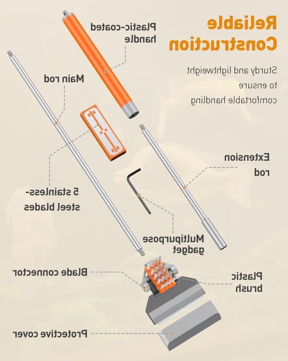 2-in-1 Algen Schraper voor Glazen Aquaria, 65 cm, Vissentank Cleaner met Borstel en 5 RVS Bladen, Aquarium Onderhoud, Glazen Schoonmaak, Reef Reiniging Tools, Planten Verzorging thumbnail 3