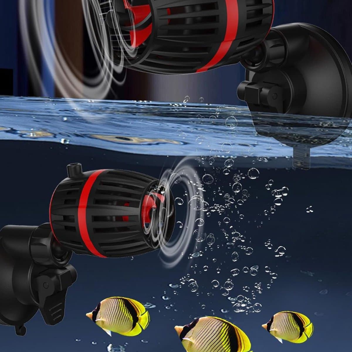 KZQ Aquariumgolfpomp - Golfmaker met turbine-stijl - Aquariumcirculatiepomp - Adapter inbegrepen - vereist 12V/2A-adapter voor werking - In 4 standen instelbare stroming - Geschikt voor visbakken en aquaria thumbnail 5