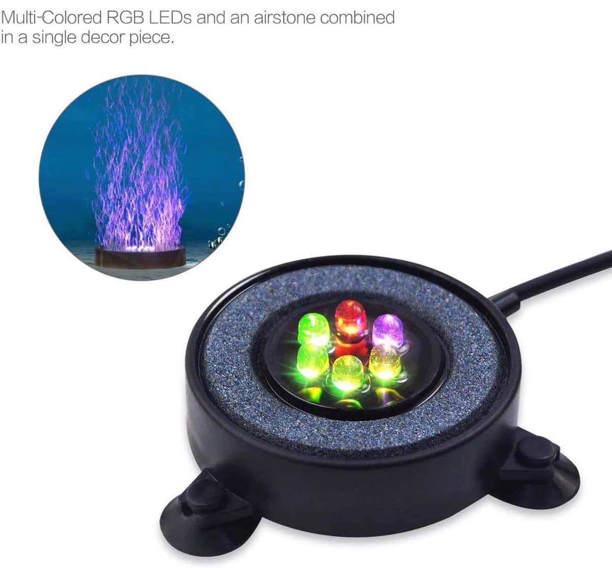 Aquarium decoratie-aquarium decoratie ornamenten-LED Aquarium Vis Tank Gas Steen Licht-IP68 waterdicht-5CM-zwart thumbnail 5