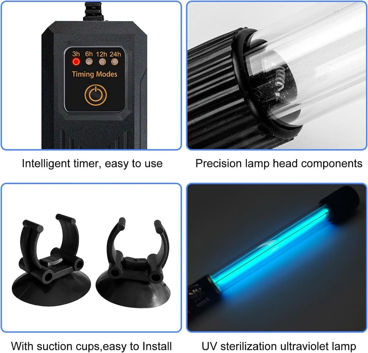 Aquarium Sterilisatorlamp - UV Lamp - Water Reinigen - Met Timerfunctie - 13 Watt - Zwart thumbnail 7