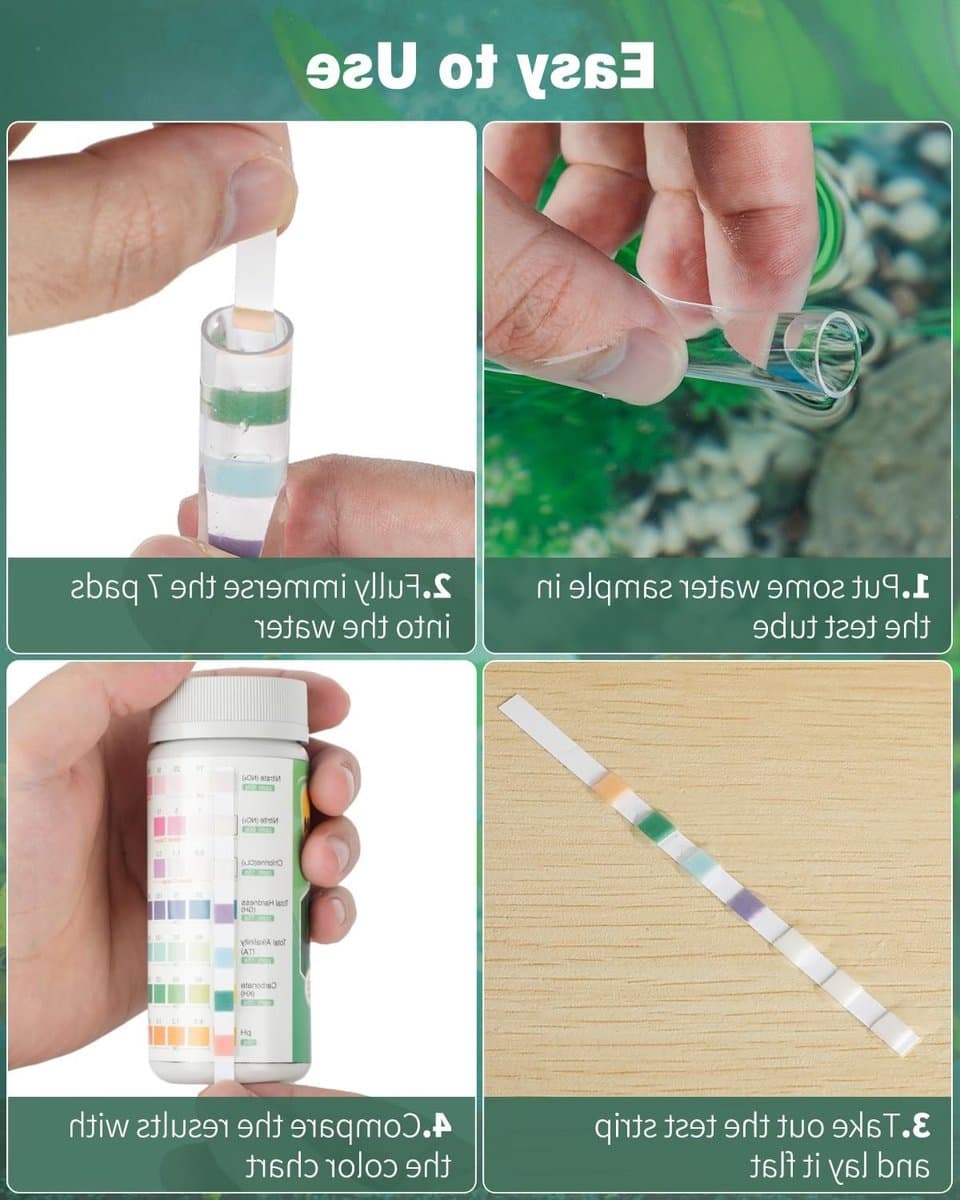 7-in-1 Water Testset met Testbuis en Thermometer, 100 Teststrips voor Aquariums en Vijvers thumbnail 4