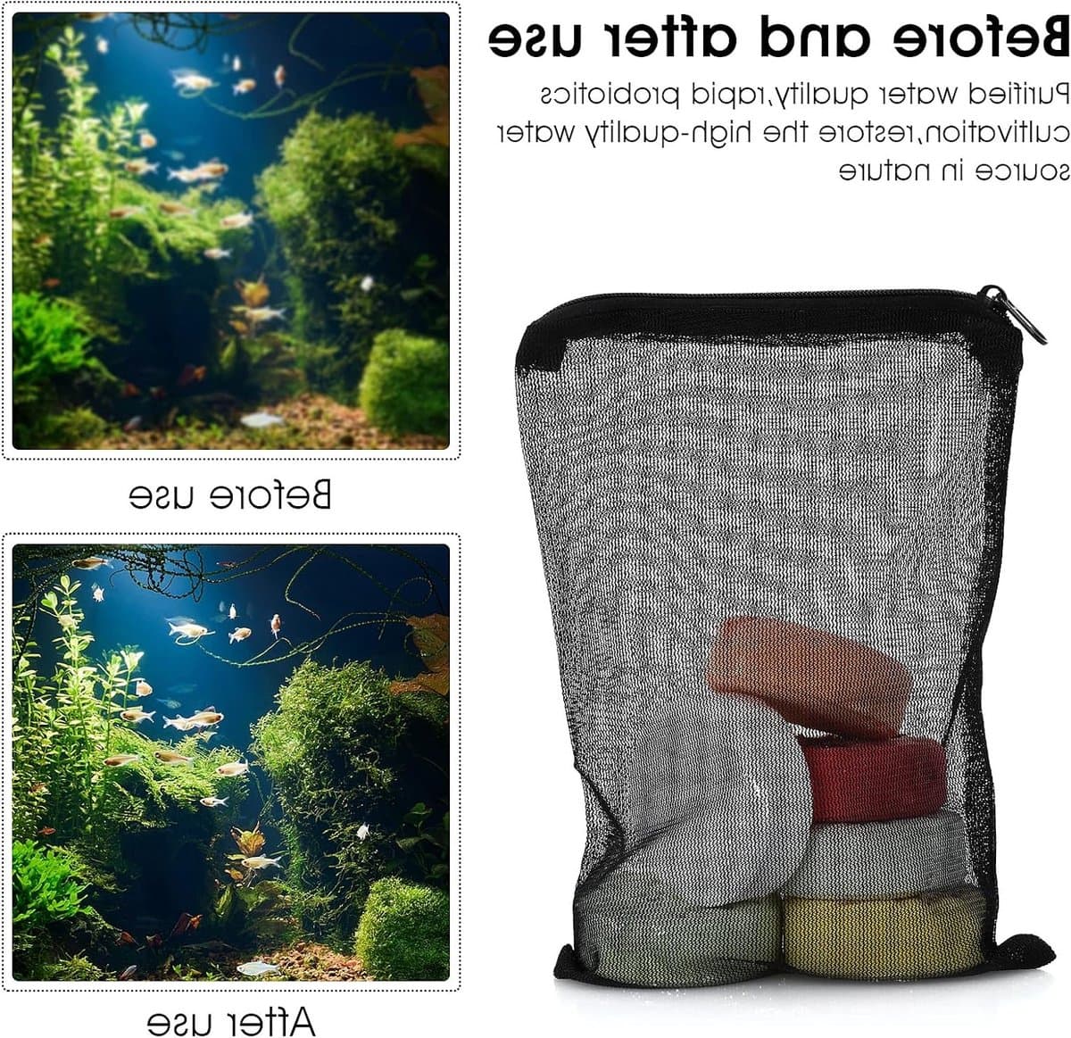10 Stuks Herbruikbare Aquarium Filterzakken met Rits - Fijn Gaas voor Actieve Kool en Biofilters, Ideaal voor Aquaria en Waterbehandeling thumbnail 5