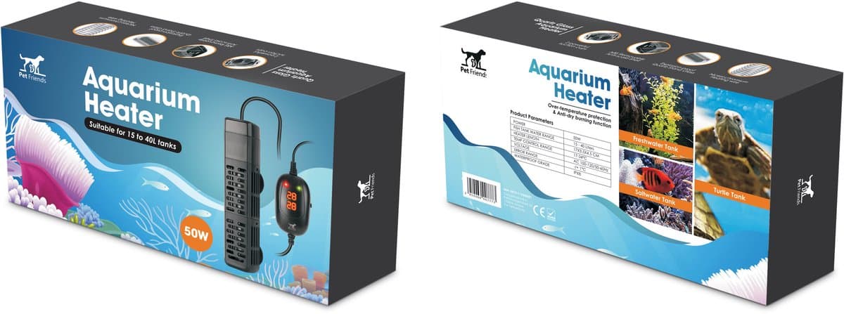 PetFriends Professionele Aquarium verwarming 50W met Slimme Digitale Thermometer - Tot 40 Liter - Oververhittingsbescherming - Heater - Filter thumbnail 8