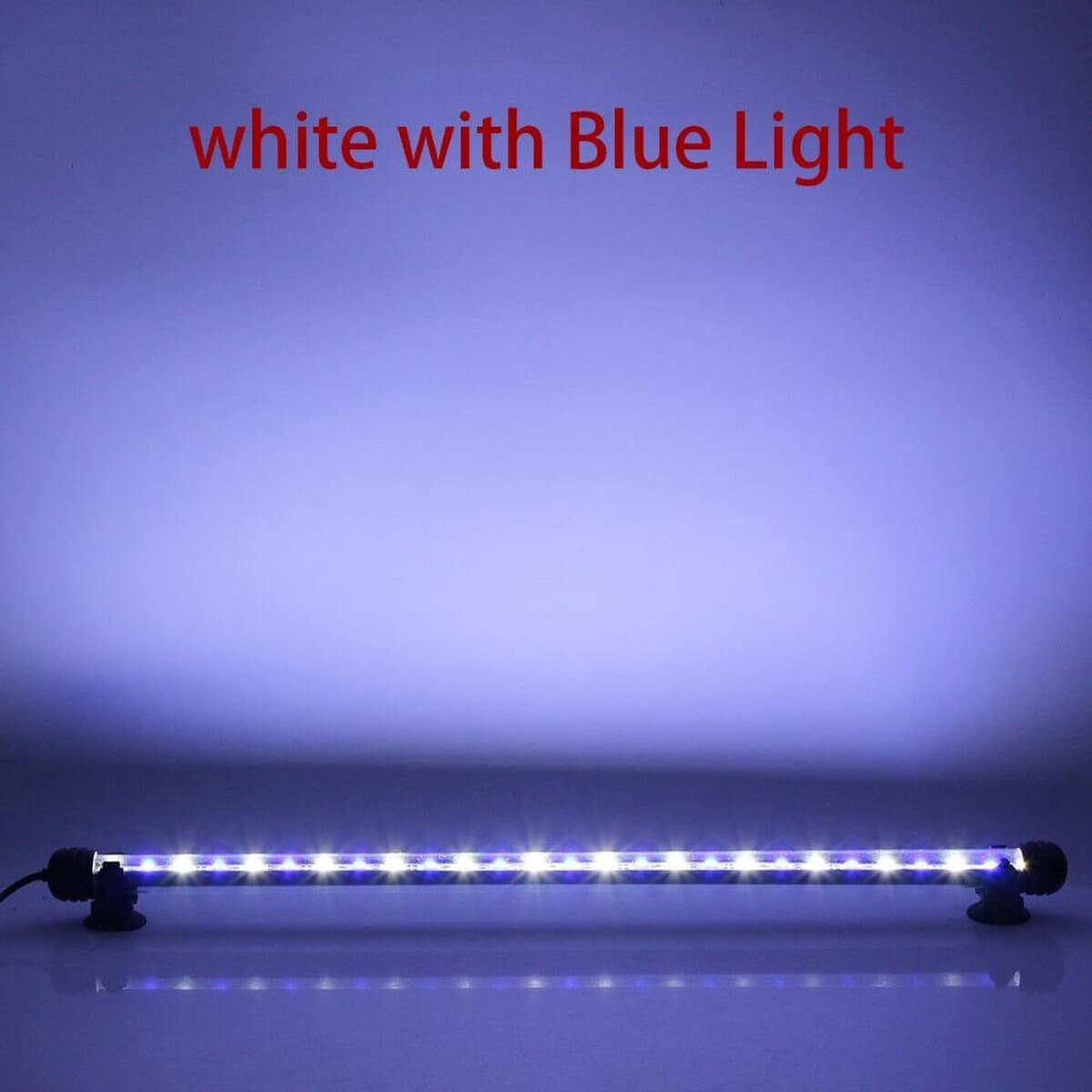 Aquarium LED verlichting twee kleuren licht, blauw en wit licht. Apart regelbaar. Lengte led aquariumlamp 18 cm met 9 led's blauw en wit. Aquarium verlichting die in het water kan. Onderwater ledlamp van 18 cm. thumbnail 3