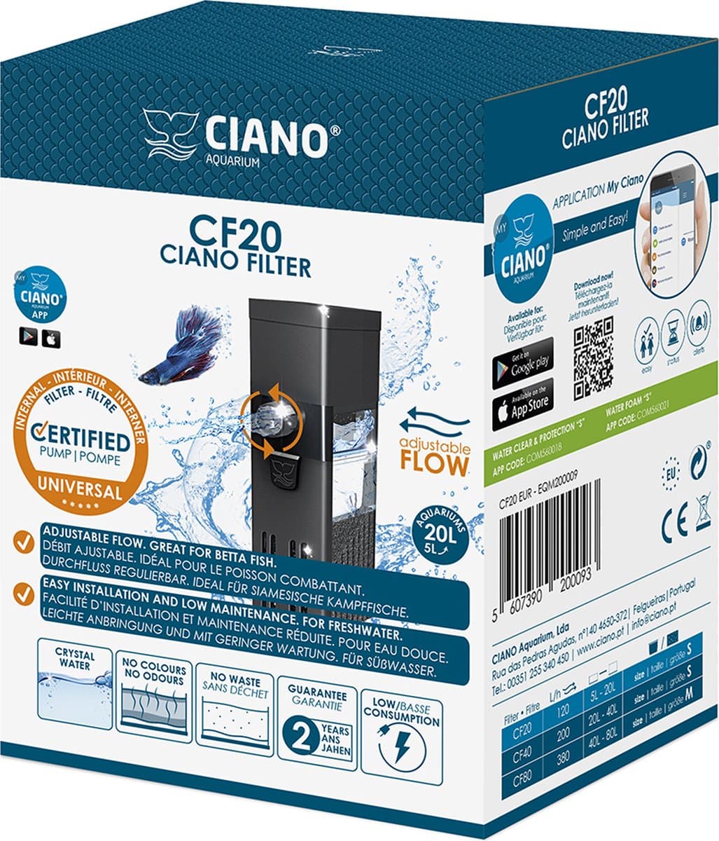 Ciano CF20 - Aquarium filter pomp - voor Nano Aquaria tot 20 liter thumbnail 4