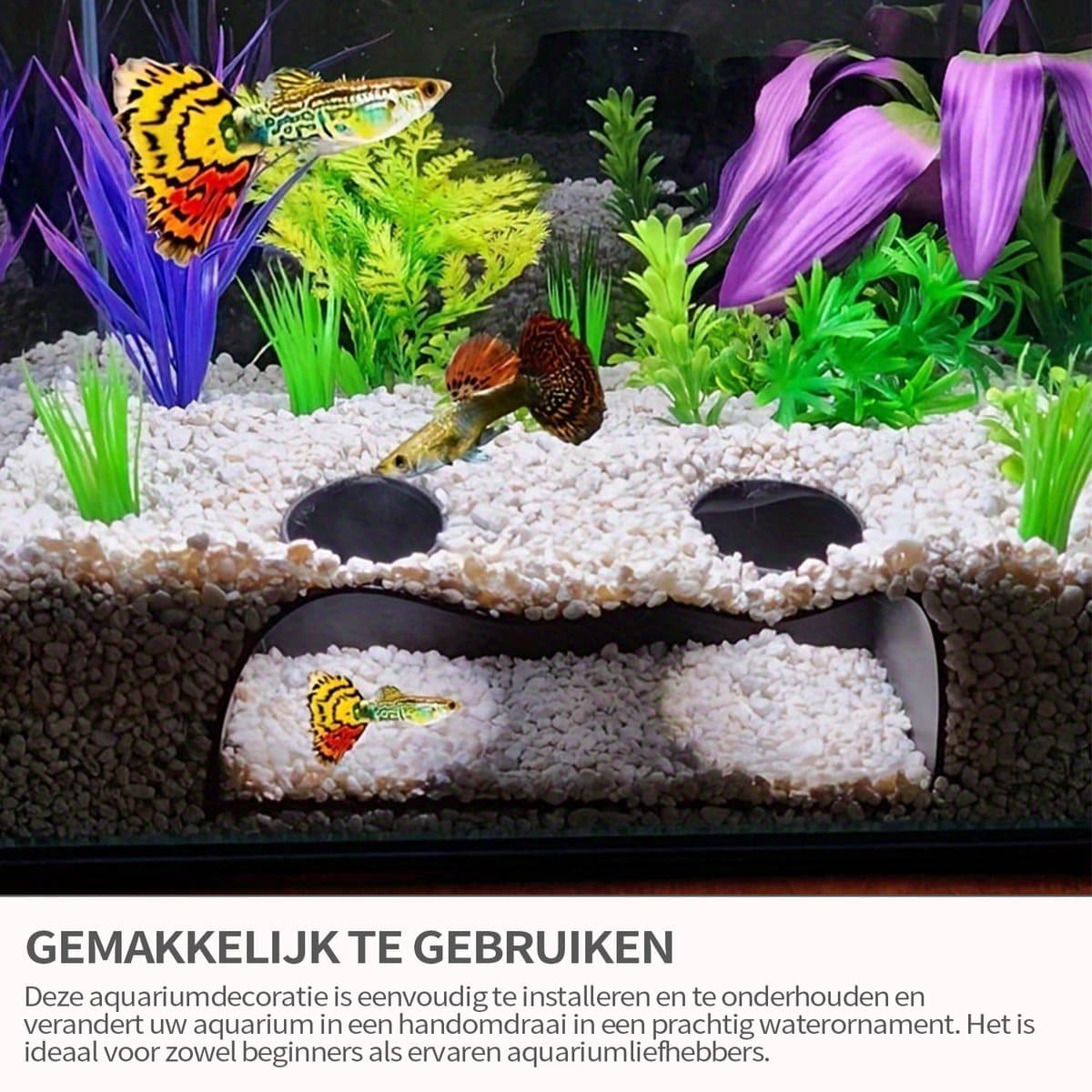 MAGICSHE Aquarium Schuilplaats Decoratie Ornamenten - Aquarium Ondergrondse Tunnel Voor Vis En Garnalen - Schuilplaats Vissen Met 2 Ingangen Zwart Dubbelhouder thumbnail 6