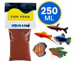 Aqua-Loui® - Tropisch Visvoer Granulaat - Langzaam Zinkende Granules - Aquarium Vissenvoer - Geschikt voor Middelgrote Tropische Vissen - Rijk aan Vitamines - 250 ml