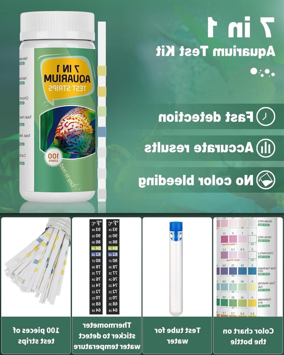 7-in-1 Water Testset voor Aquariums met Testbuis en Thermometer, 100 Teststrips voor Nauwkeurige Wateranalyse thumbnail 5