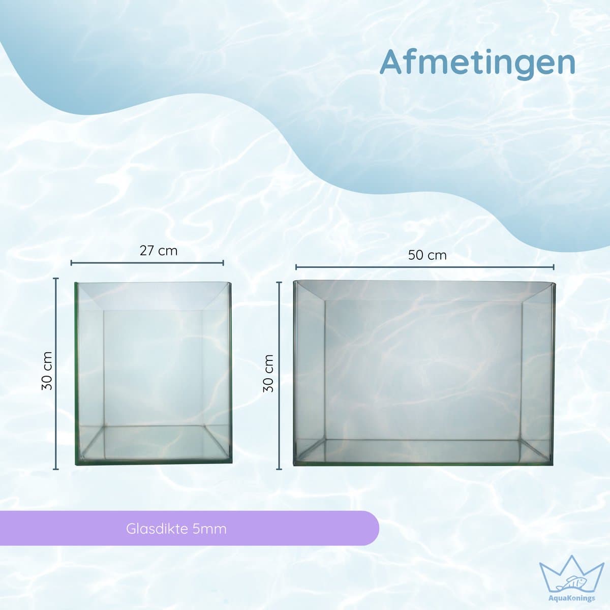 AquaKonings – Aquarium – Aquarium met afgeronde hoeken - Aquariumkit 50x27x30 40L thumbnail 5