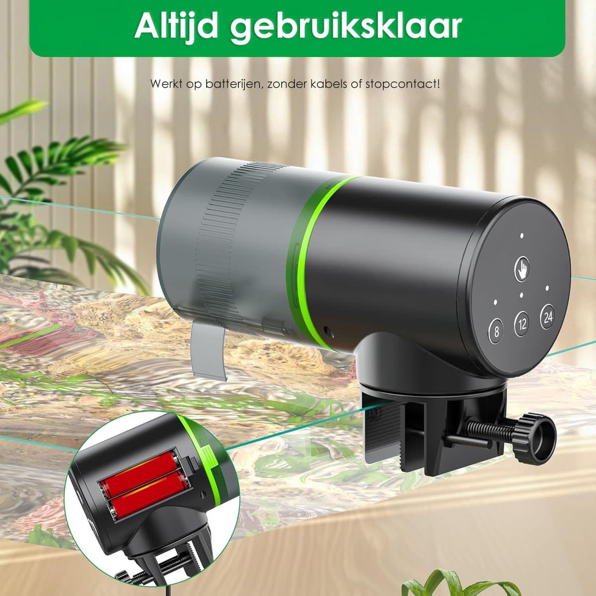 Automatische Voederautomaat met Timerfunctie - 200ml - Geschikt voor Vijver, Vlokken, Korrels en Tetra Visvoer - Visvoer Aquarium thumbnail 3