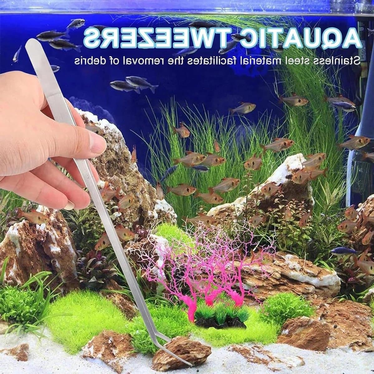 4 in 1 Aquascaping Gereedschap Set van RVS met Lange Pincet, Schaar en Spatel - Ideaal voor Aquariumonderhoud, Plantenverzorging en Reinigen van Grind thumbnail 8