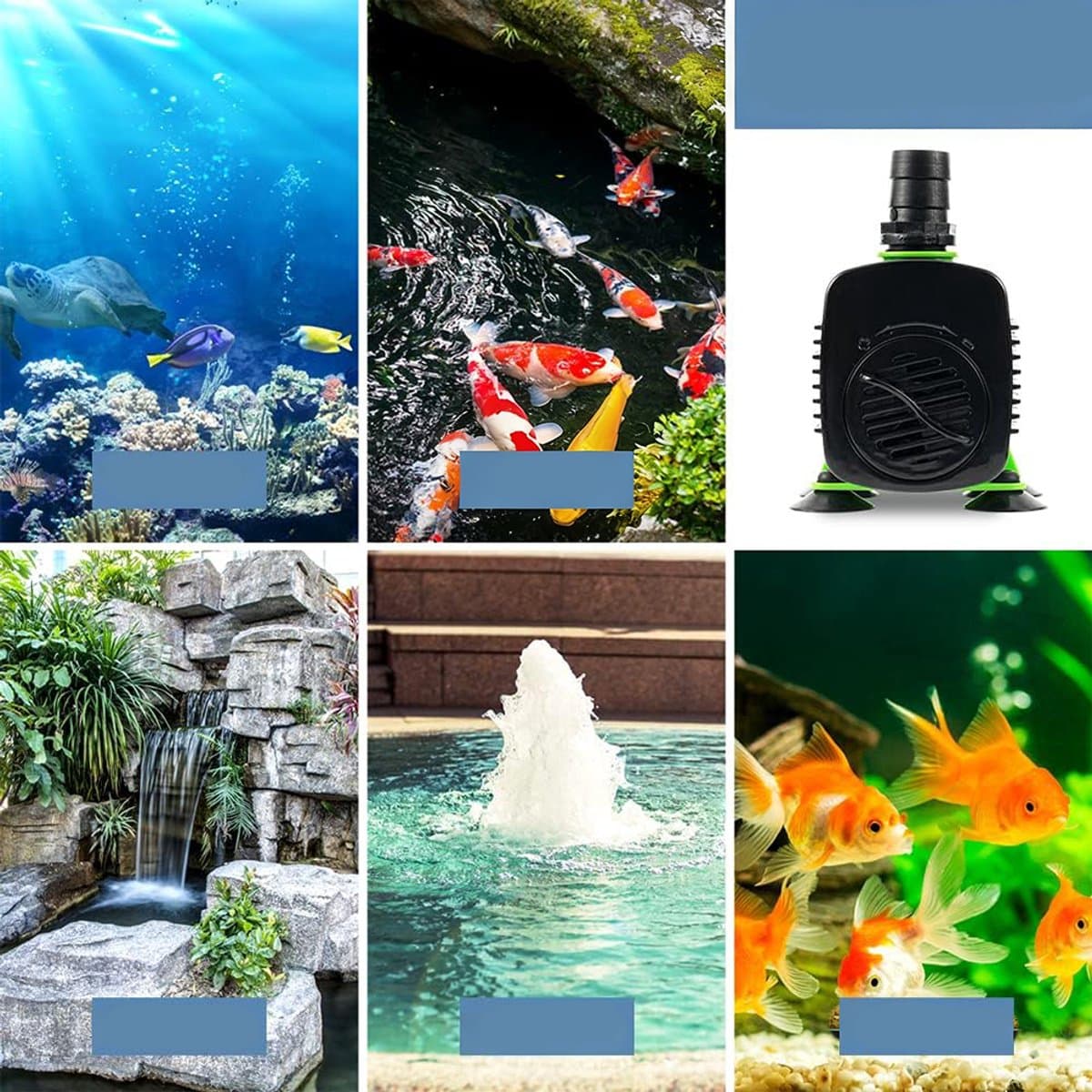 Dompelpomp - 1100 liter/uur - 20 watt - Krachtige, multifunctionele dompelpomp - geschikt voor tafelfonteinen, aquariums, watertuinen, vijvers en hydrocultuursystemen - met 3 sproeiers (13 mm, 16 mm en 19 mm) thumbnail 9