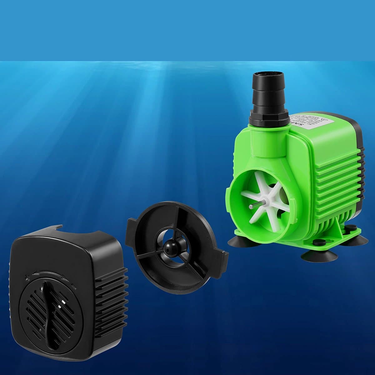 Dompelpomp - 1100 liter/uur - 20 watt - Krachtige, multifunctionele dompelpomp - geschikt voor tafelfonteinen, aquariums, watertuinen, vijvers en hydrocultuursystemen - met 3 sproeiers (13 mm, 16 mm en 19 mm) thumbnail 3