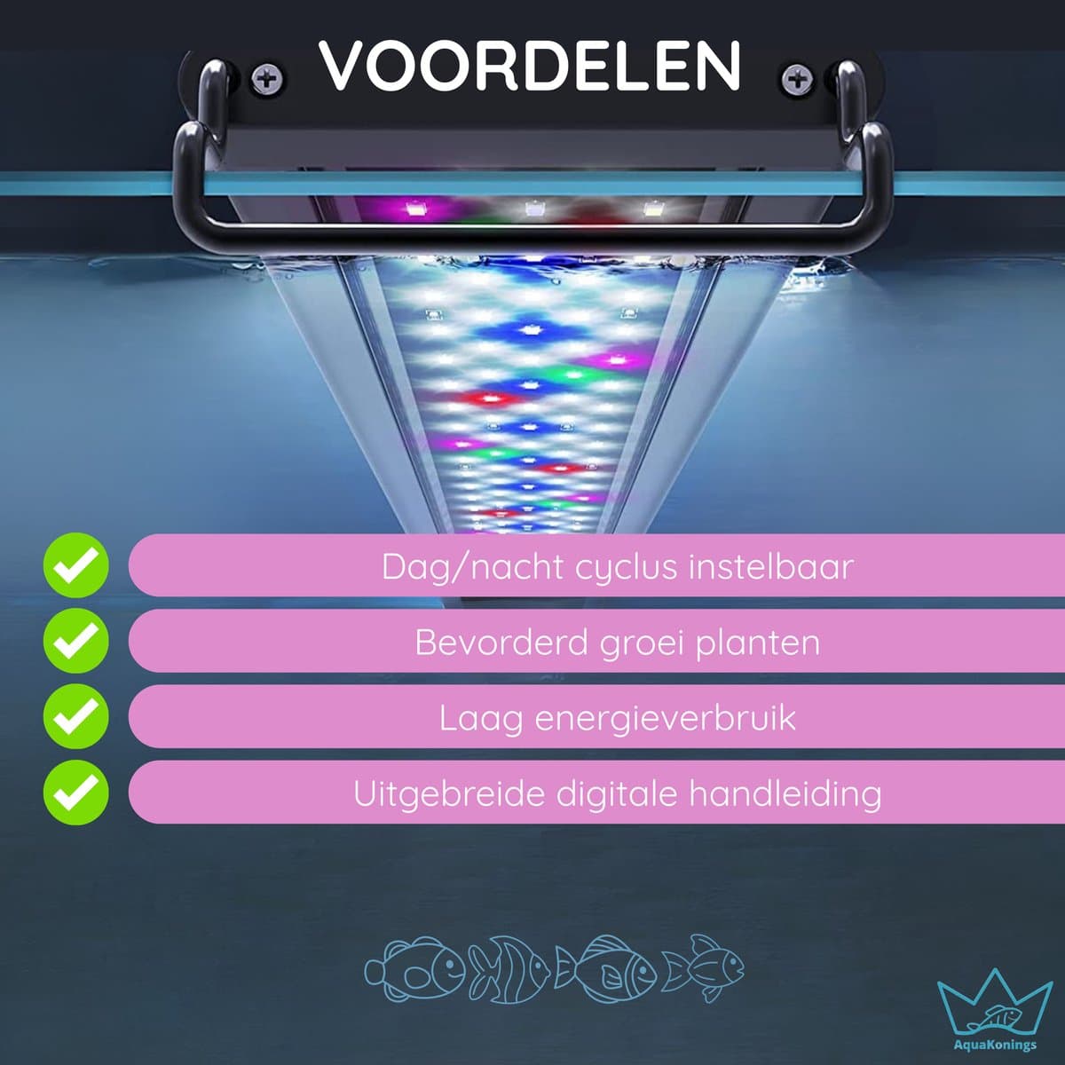 AquaKonings - Aquarium lamp - LED Aquariumverlichting - Dimbaar – Eenvoudig bedienen - Timer – 120 tot 135cm - Verschillende maten verkrijgbaar thumbnail 9