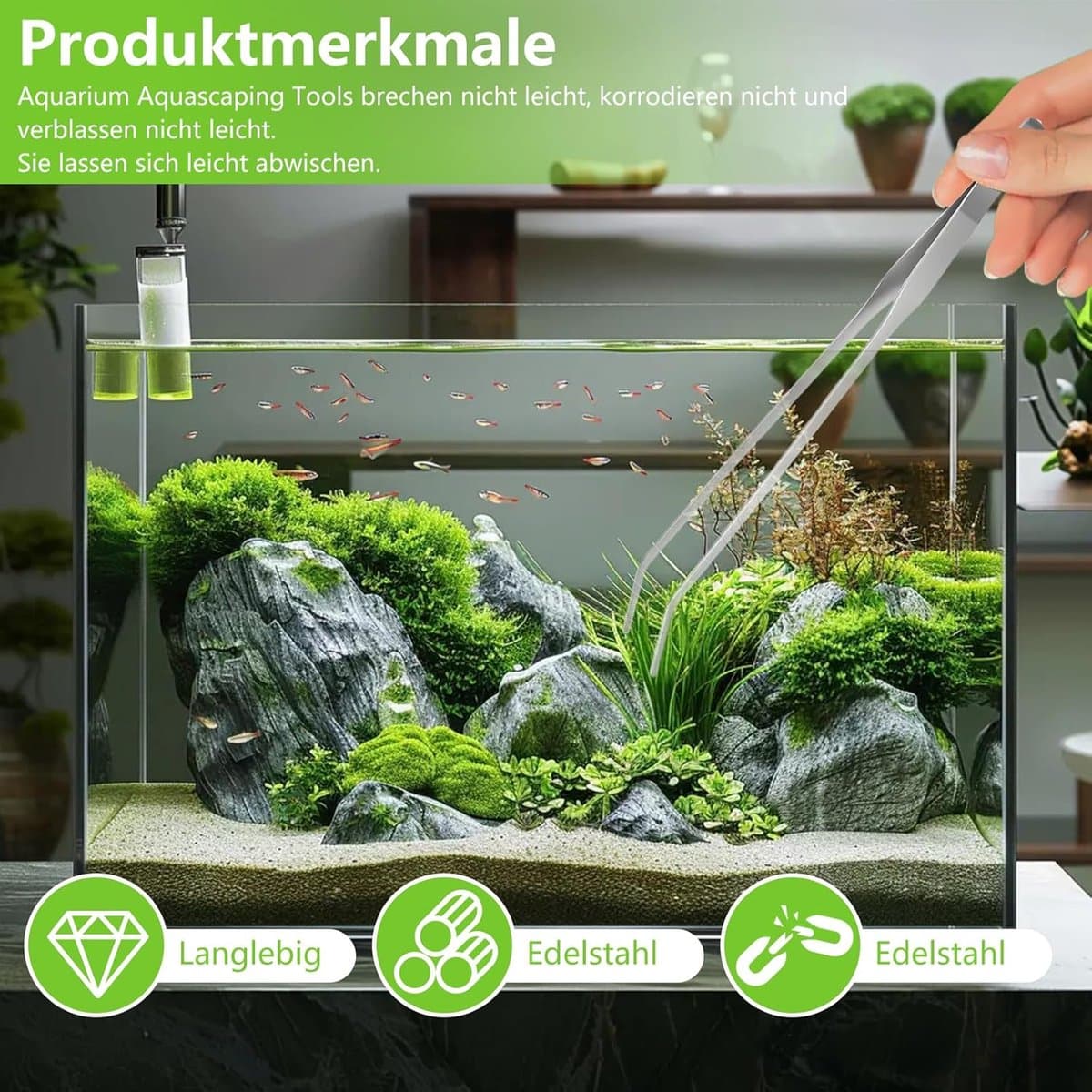 Allecto - Aquarium Aquascaping Tools Set - RVS Schoonmaakset - Voor waterplanten - Set van 4 - Onderhoud aquarium - Ideaal voor aquascaping - Gesch.. thumbnail 17
