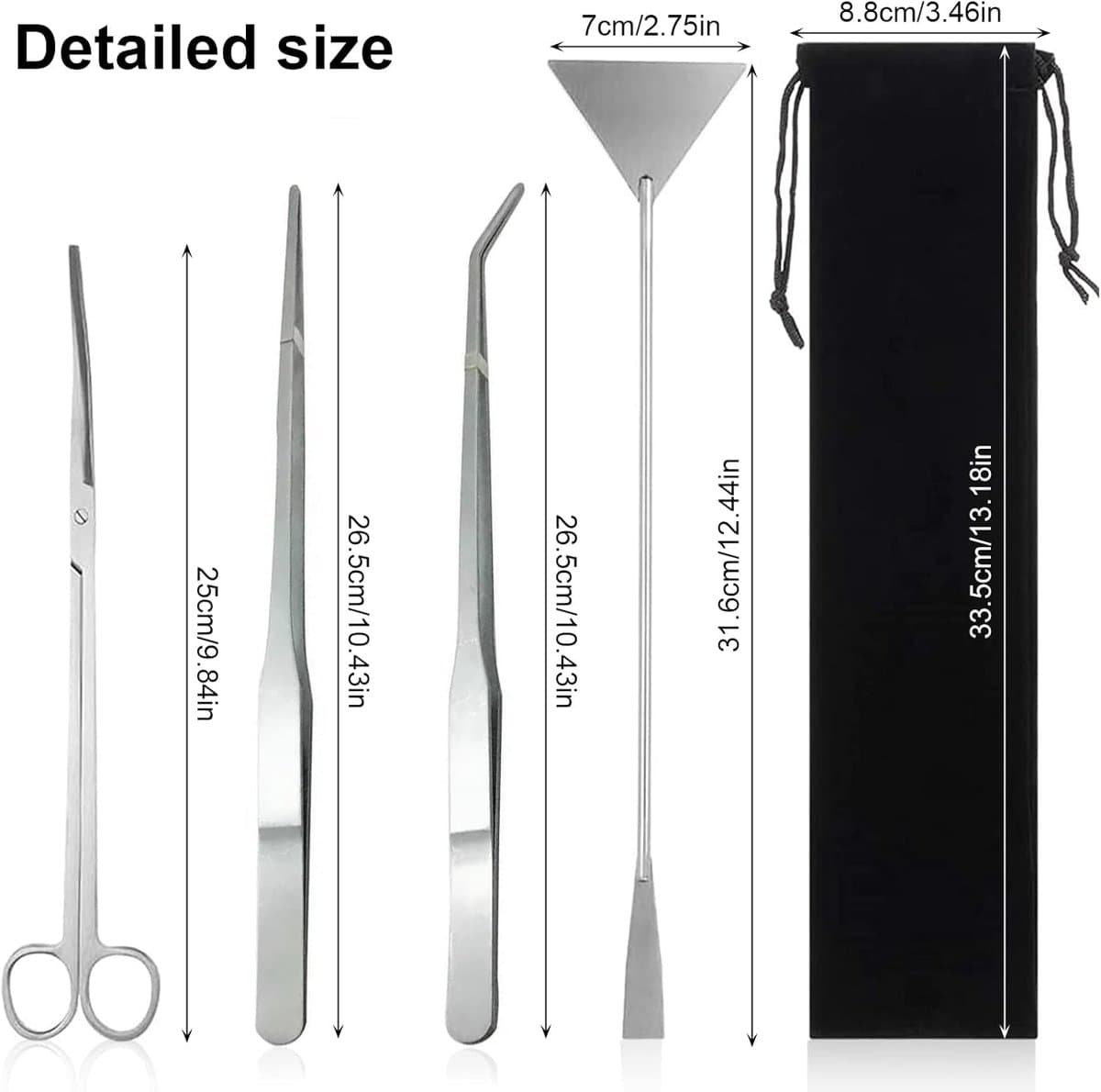 4-in-1 Aquascaping en Aquarium Set - Aquascape tool - Aquarium accessoires - Aquarium reinigingsset - Aquarium set voor plantenverzorging - Met Aquarium Schaar, Aquarium Pincetten en Aquarium Spatel - Voor Aquascaping en Aquarium Planten thumbnail 5