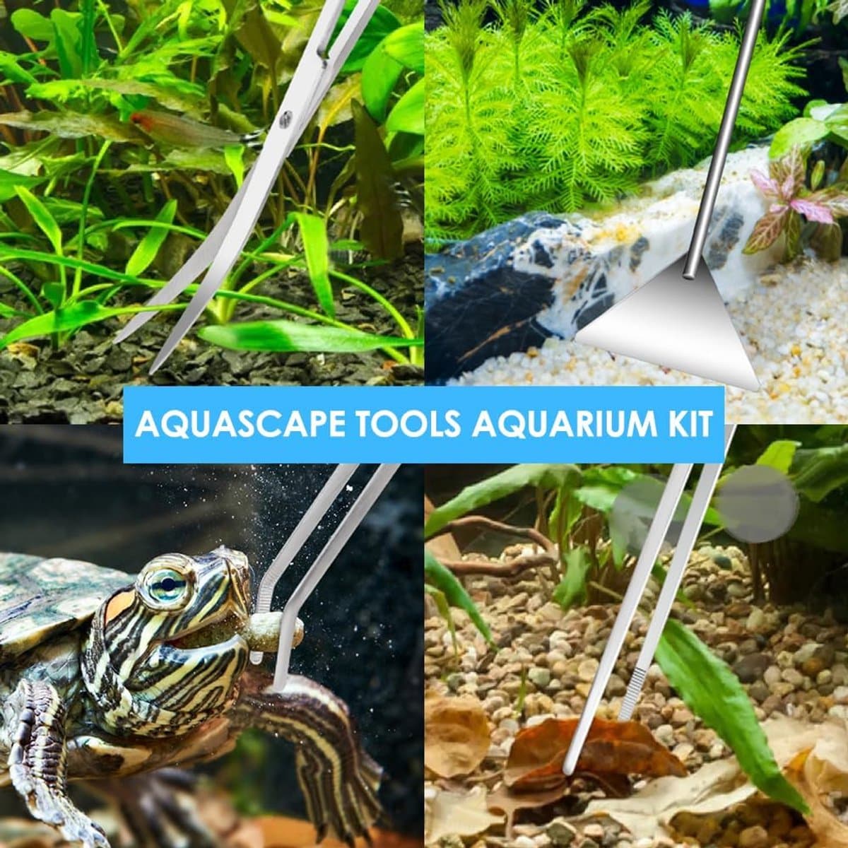 4-in-1 Aquascaping en Aquarium Set - Aquascape tool - Aquarium accessoires - Aquarium reinigingsset - Aquarium set voor plantenverzorging - Met Aquarium Schaar, Aquarium Pincetten en Aquarium Spatel - Voor Aquascaping en Aquarium Planten thumbnail 6