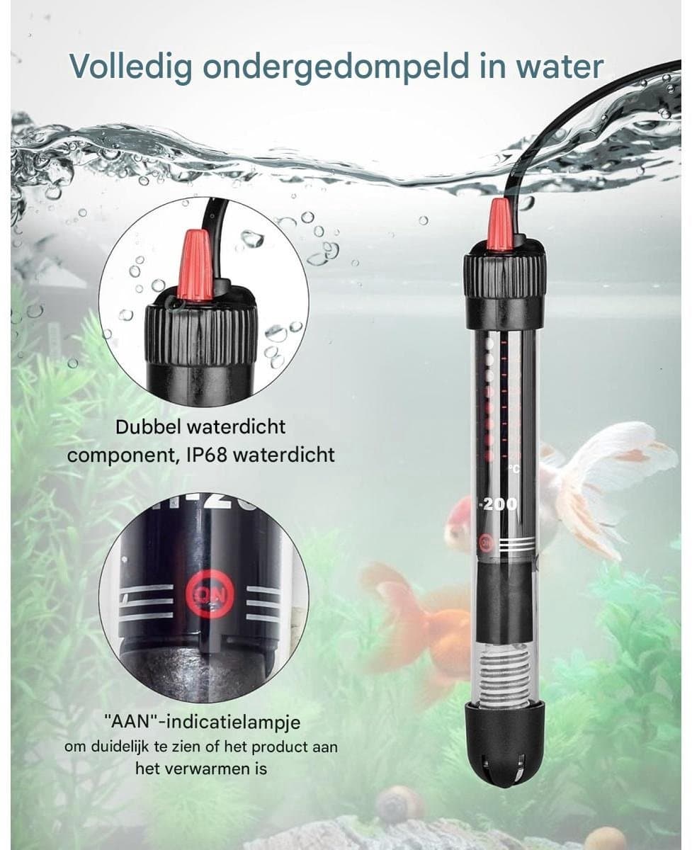 Cuhostki - 1 Stuk - Aquariumverwarming - Verwarmingselement - Dompelaar - Aquarium Verwarmingselement Met Thermostaat - Zwart - Kwaliteitsglas - 25W - 220V - Europese Norm - Precise Temperatuurregeling - Waterdicht thumbnail 4