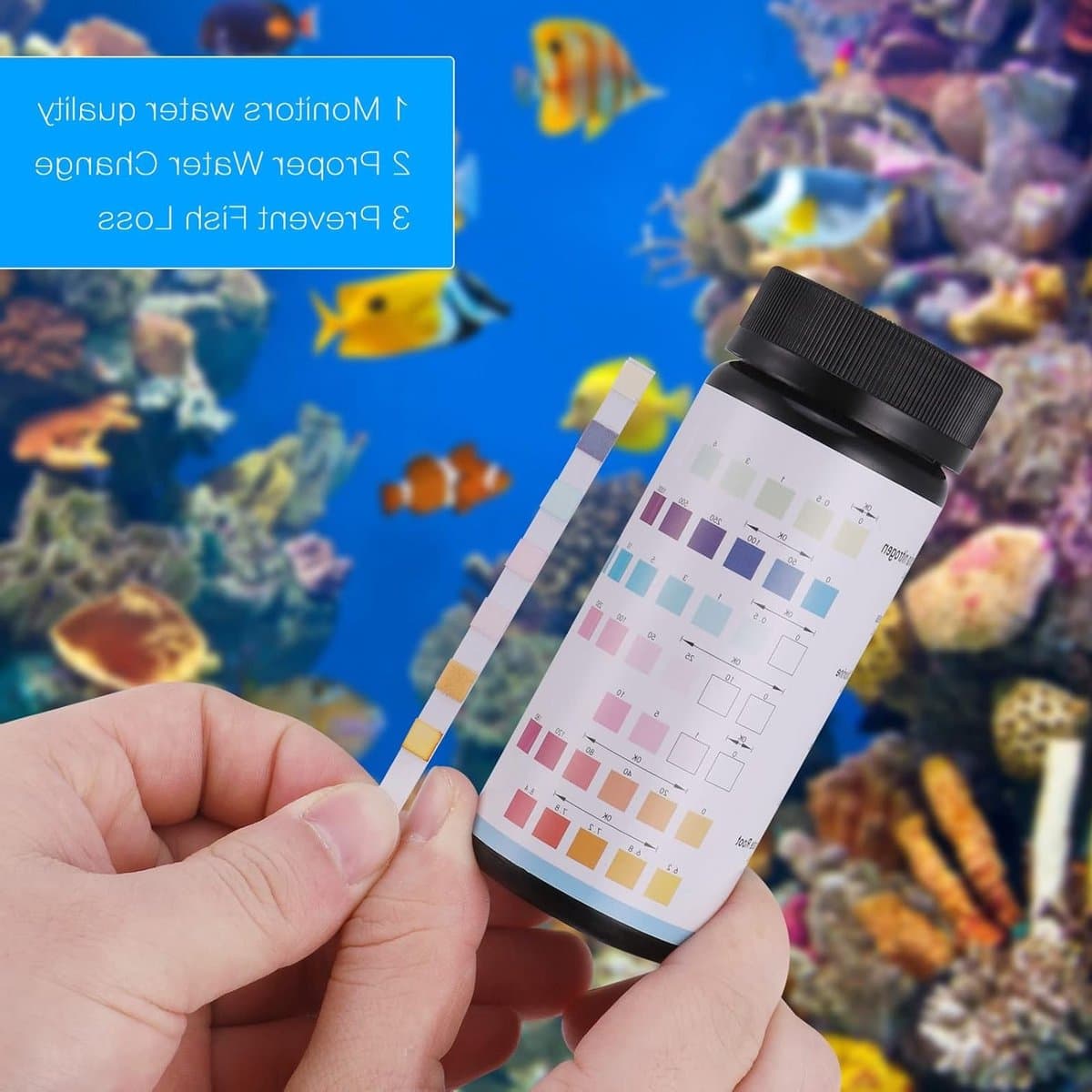 7-in-1 pH Teststrips voor Aquariums en Zwembaden - Waterkwaliteit Testset voor Ammoniak, Nitriet en Chloorwaarden thumbnail 8