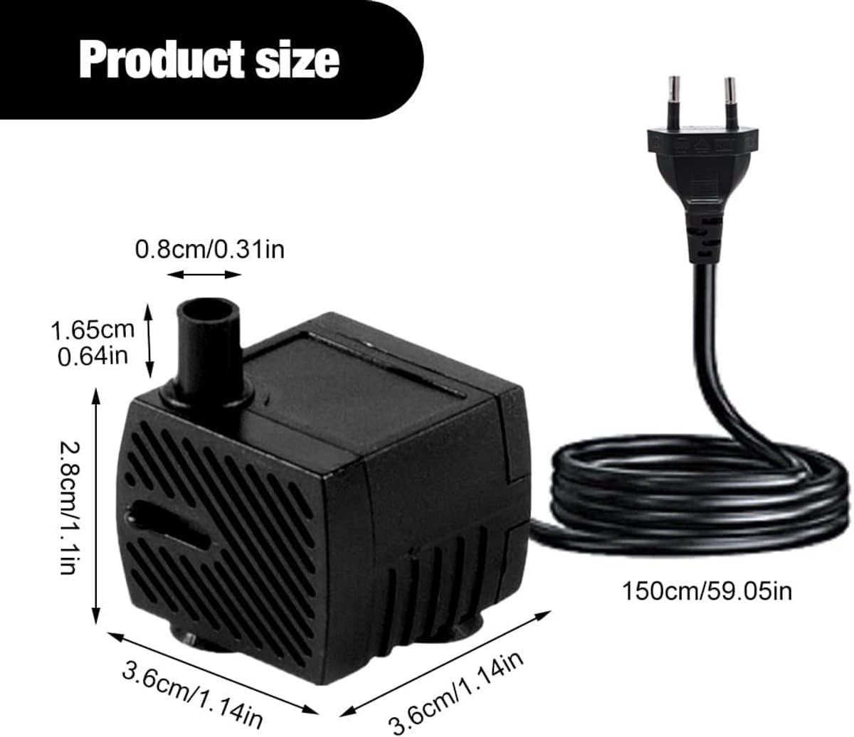 Allecto - Mini-waterpomp - Aquarium - Ultrastil - Zwart - Dompelpomp - 200 l/u - Geschikt voor kleine aquaria - Model ML-xpump thumbnail 3