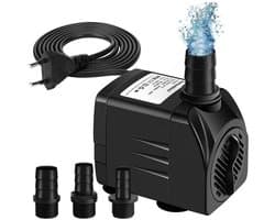 EXCITAT Waterpomp - Dompelpomp - 25W - Aquariumpomp - Wordt geleverd met vervangende koppen - Geschikt voor vijvers, aquaria, tuinen, hydrocultuur
