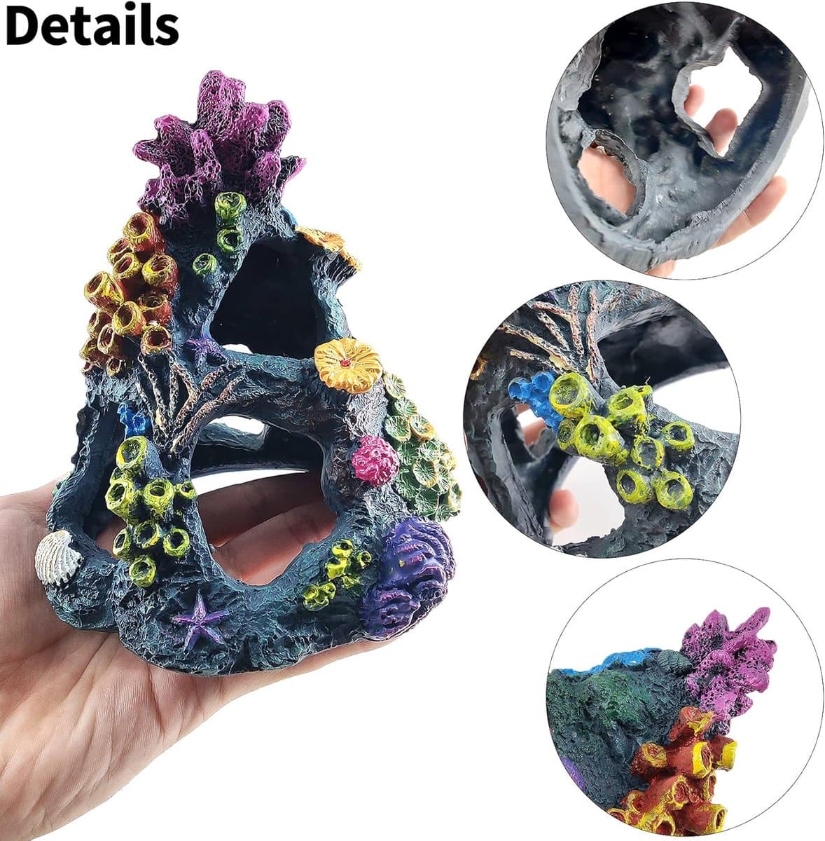 Aquarium Koraal Decoratie - Vis Huisje - Vissen Verrijking - Natuurlijke Hars - 16 x 12 x 12 cm - Kleurrijk thumbnail 12