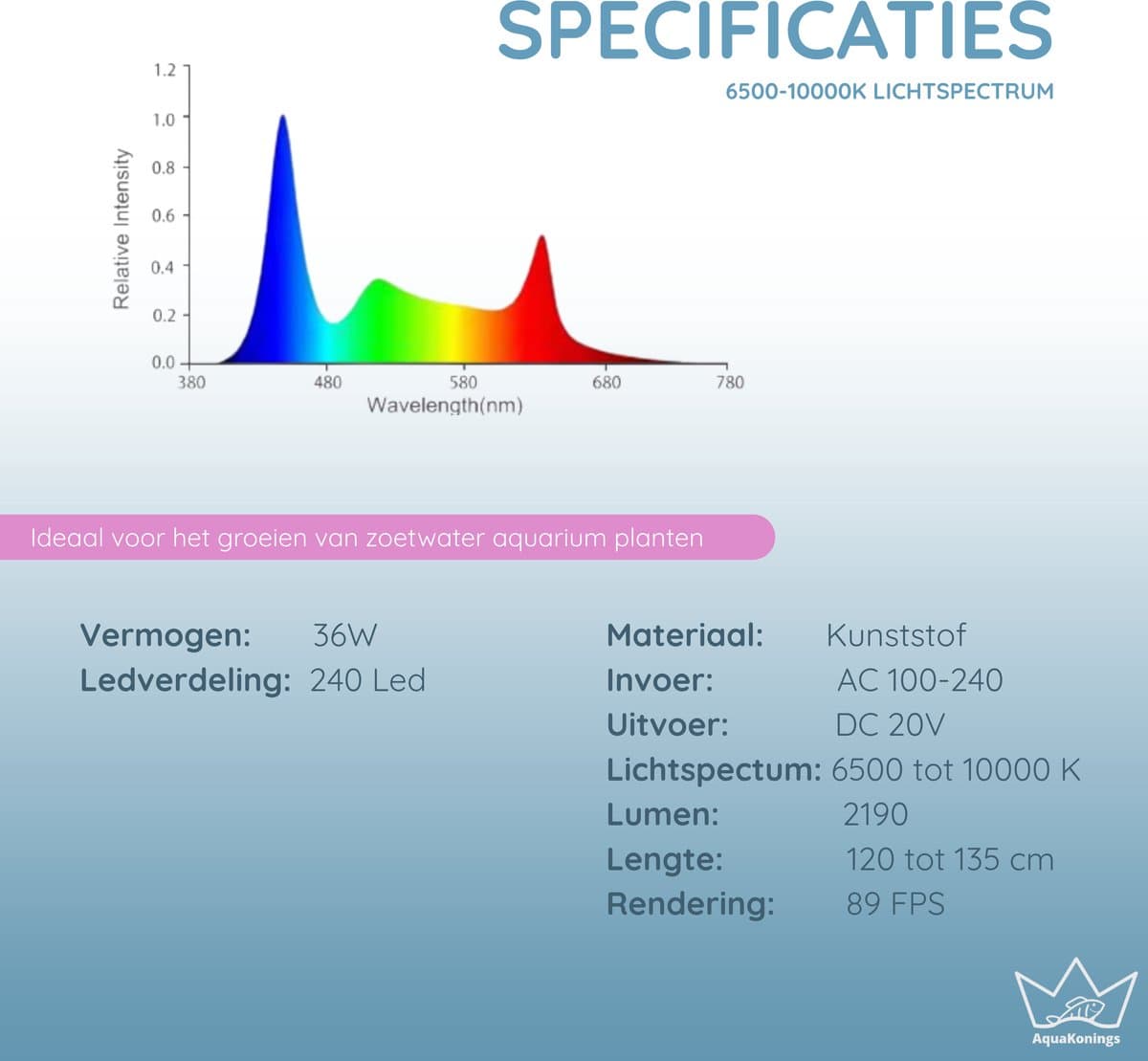 AquaKonings - Aquarium lamp - LED Aquariumverlichting - Dimbaar – Eenvoudig bedienen - Timer – 120 tot 135cm - Verschillende maten verkrijgbaar thumbnail 4