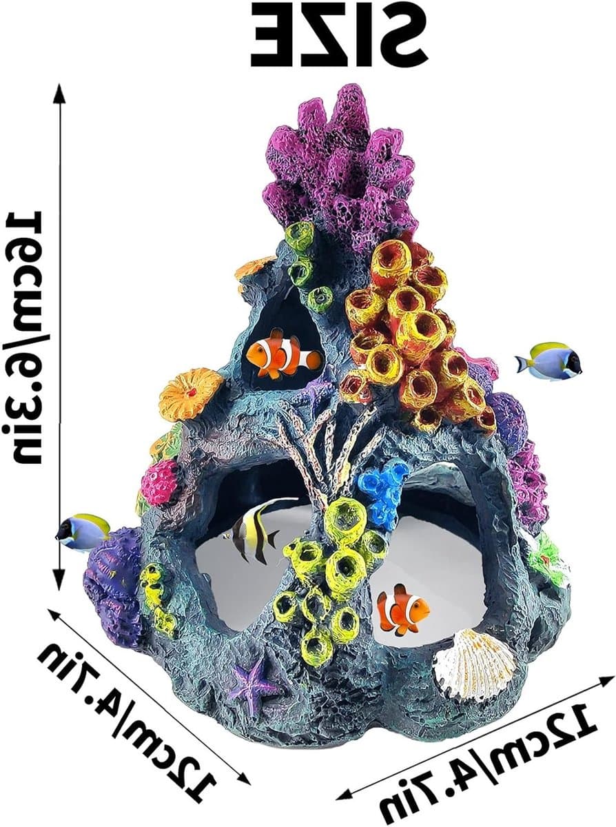 Aquarium Koraal Decoratie - Vis Huisje - Vissen Verrijking - Natuurlijke Hars - 16 x 12 x 12 cm - Kleurrijk thumbnail 7