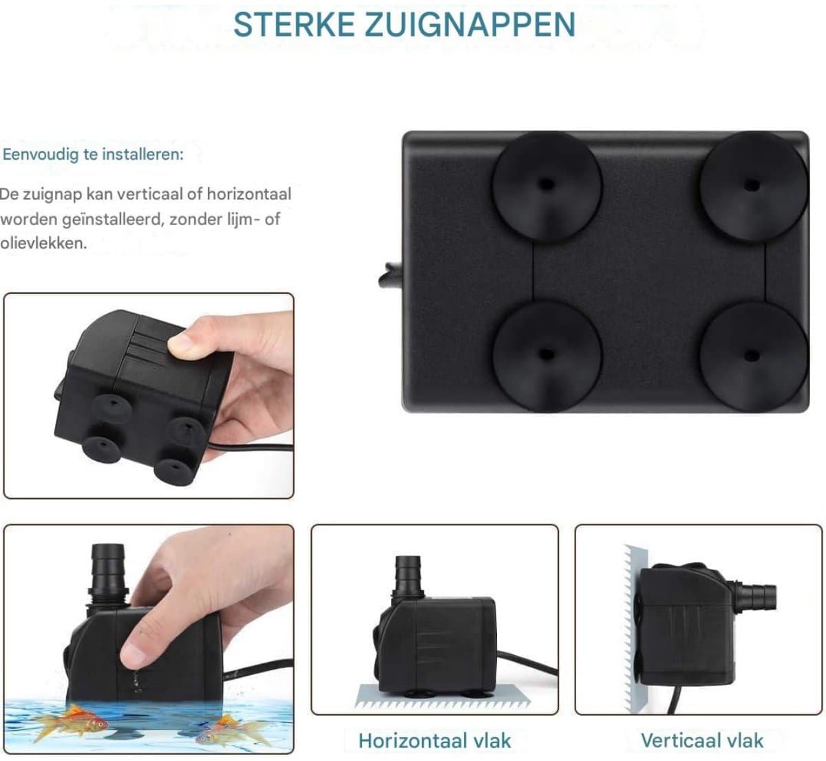 EXCITAT Waterpomp - Dompelpomp - 25W - Aquariumpomp - Wordt geleverd met vervangende koppen - Geschikt voor vijvers, aquaria, tuinen, hydrocultuur thumbnail 3