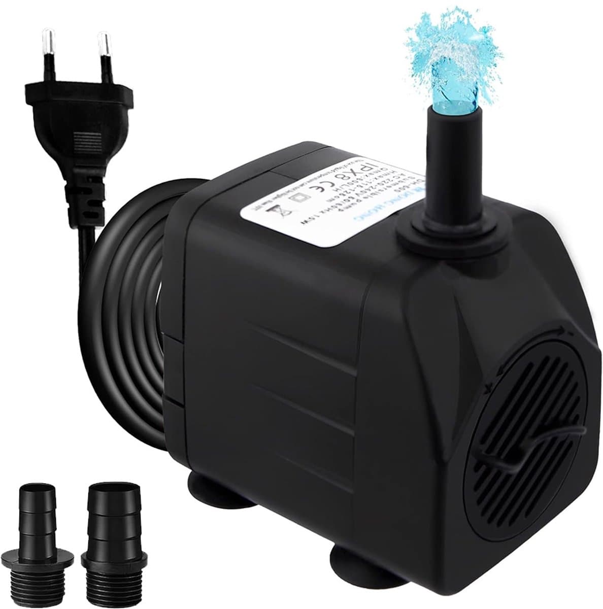 Stille 10 W Mini-Waterpomp 600 L/U - met 1,4 M Snoer en 2 Sproeiers - voor Aquaria, Vijvers en Fonteinen thumbnail 12