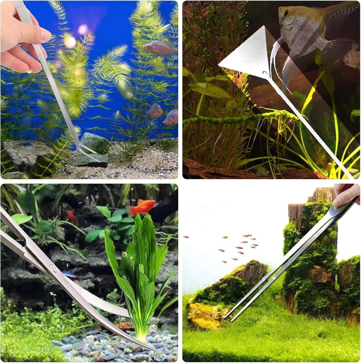 4-in-1 Aquascaping en Aquarium Set - Aquascape tool - Aquarium accessoires - Aquarium reinigingsset - Aquarium set voor plantenverzorging - Met Aquarium Schaar, Aquarium Pincetten en Aquarium Spatel - Voor Aquascaping en Aquarium Planten thumbnail 3