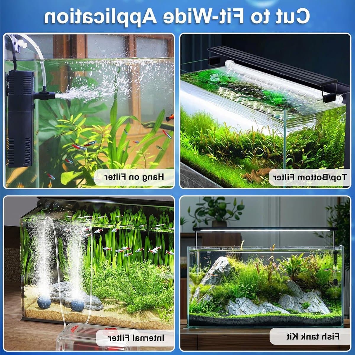 Set van 2 Aquarium Filter Sponzen (40 x 30 x 2 cm), Filter Schuim Mat voor Aquarium, Waterkwaliteit Testset met 100 Strips en 15 ml Testbuis thumbnail 7